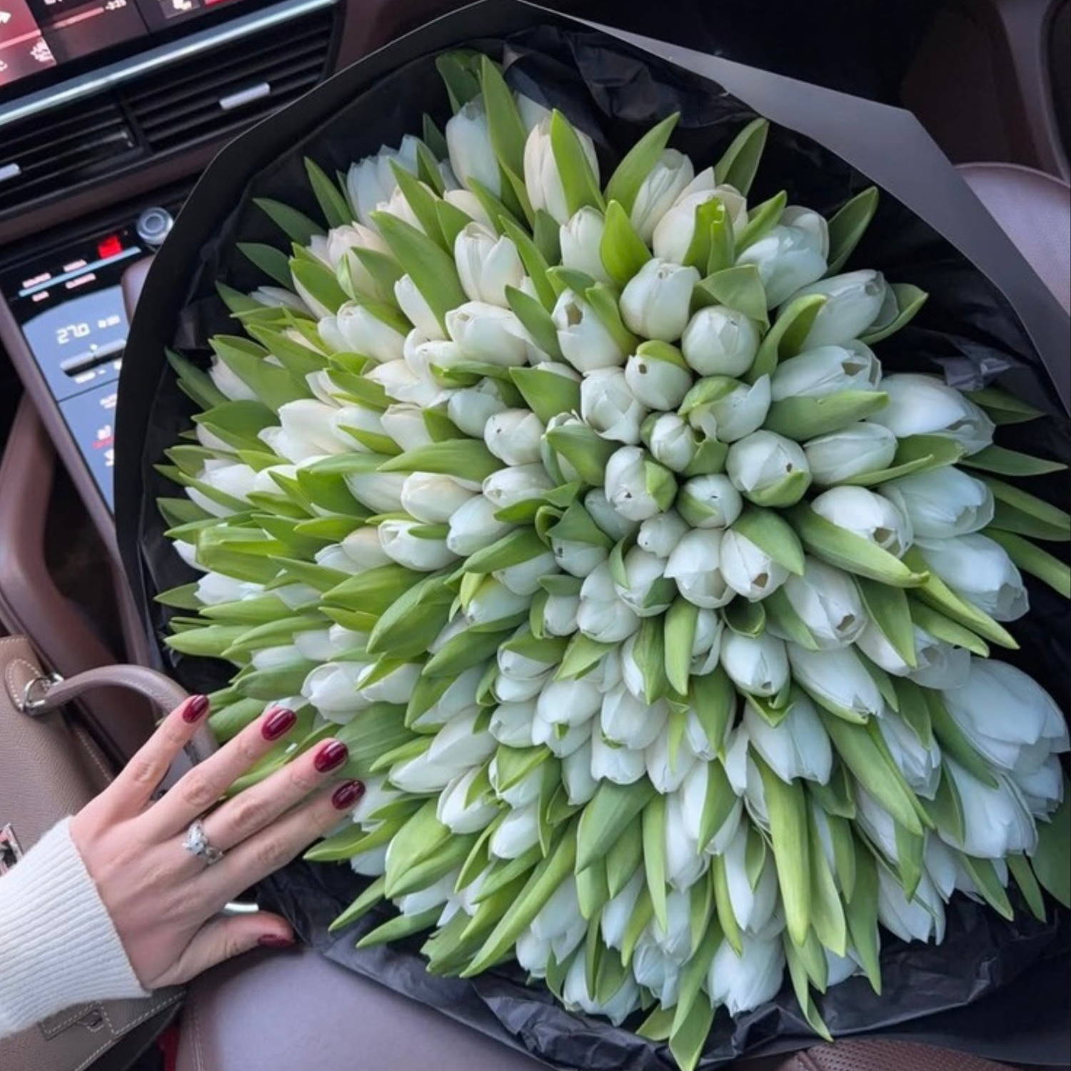 Bouquet of white tulips