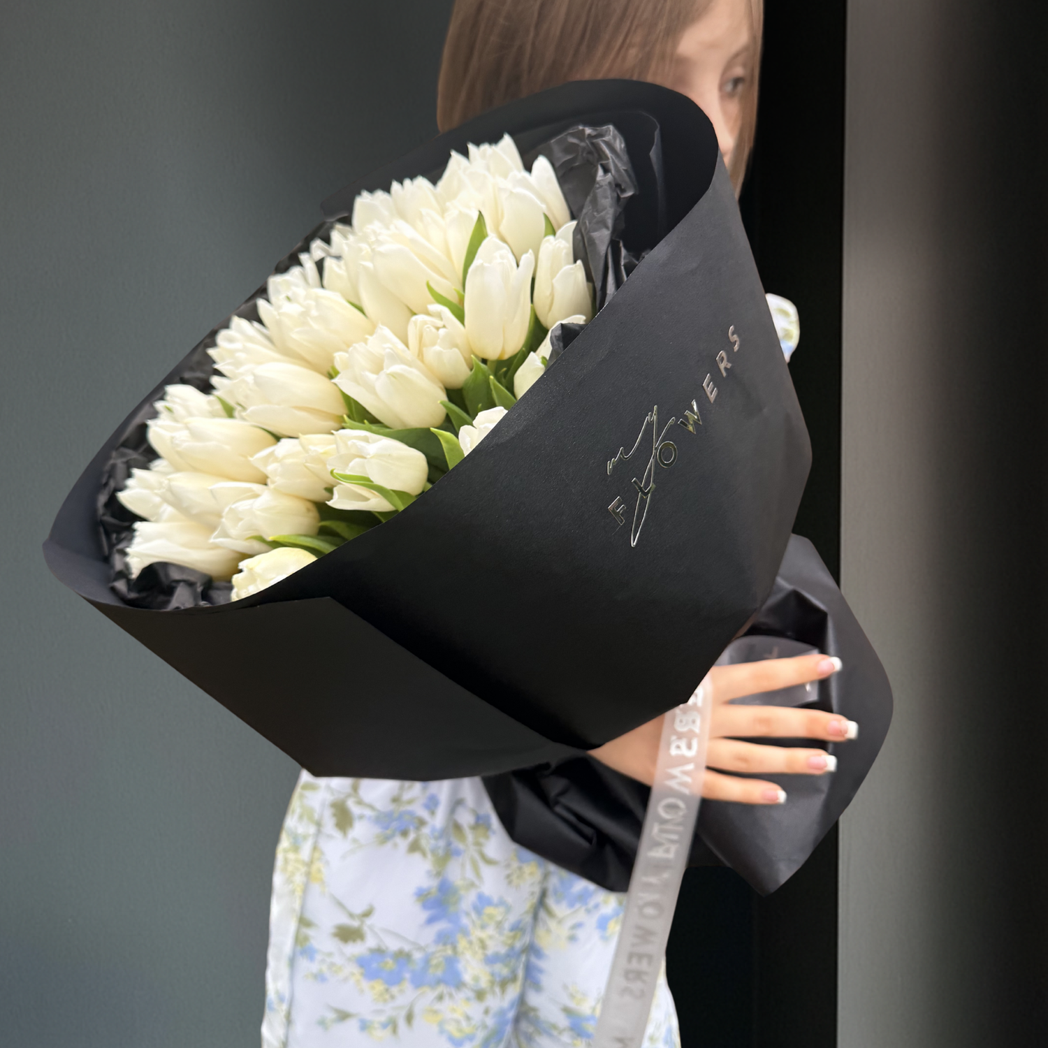 Bouquet of white tulips