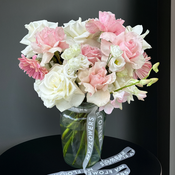 Voyage –Premium French roses, Gerbera, and Orchids in a Vase