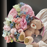 Pink  Heart Box with a Teddy Bear